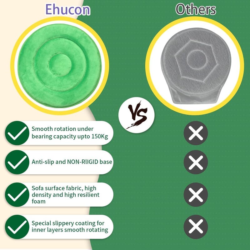 Ehucon 360 Degree Swivel Seat Cushion for Car or Chair,Rotating Seat Cushion for Elderly,Swivel Car Seat Chair Assist for Elderly to Turning Easily from Bed to Wheelchair (Green-1Count(17.7"X17.7")) - Image 4